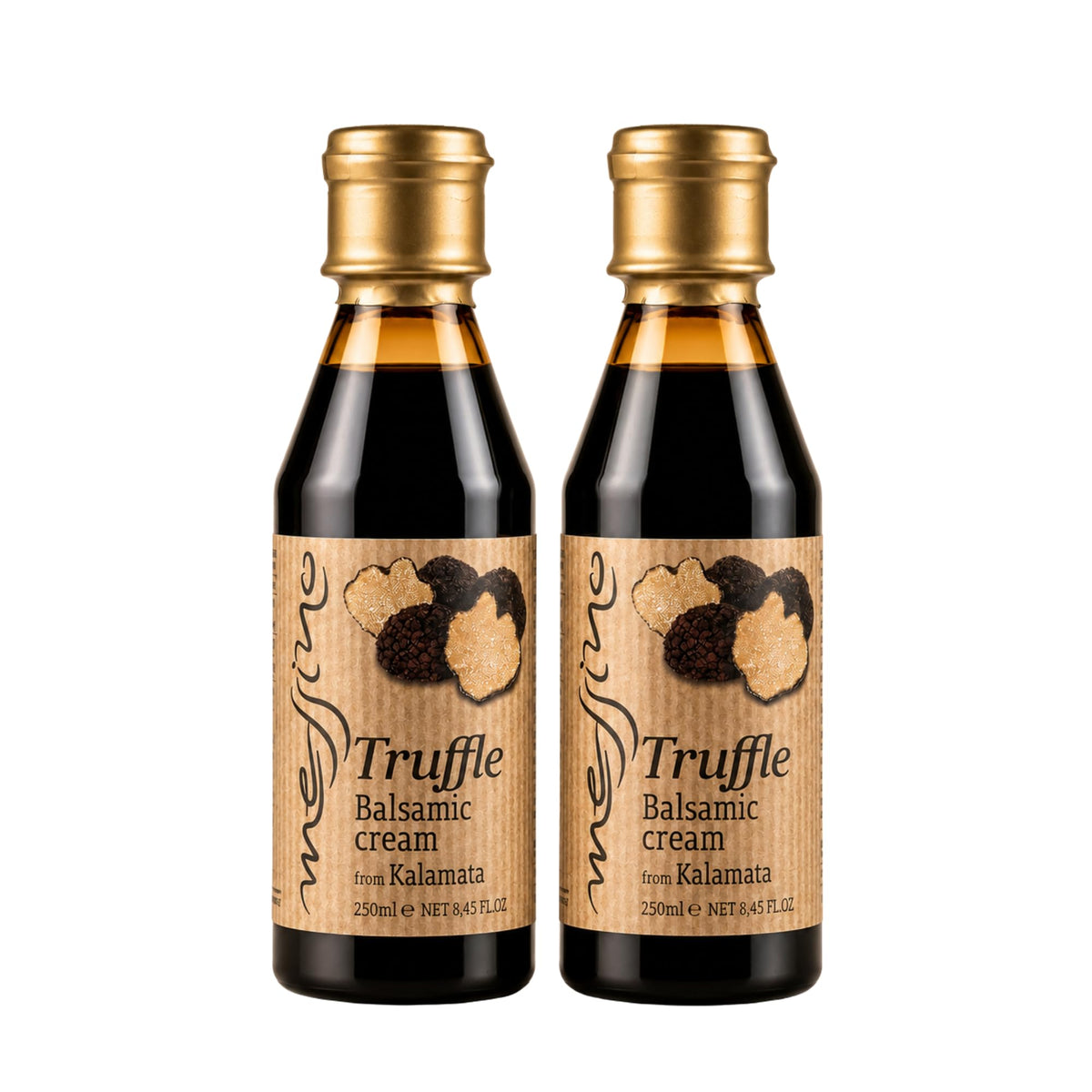 Messino Greek Truffle Balsamic Cream - 2 x 250ml Bottles (500ml Total) | Vegan, No Added Sugar