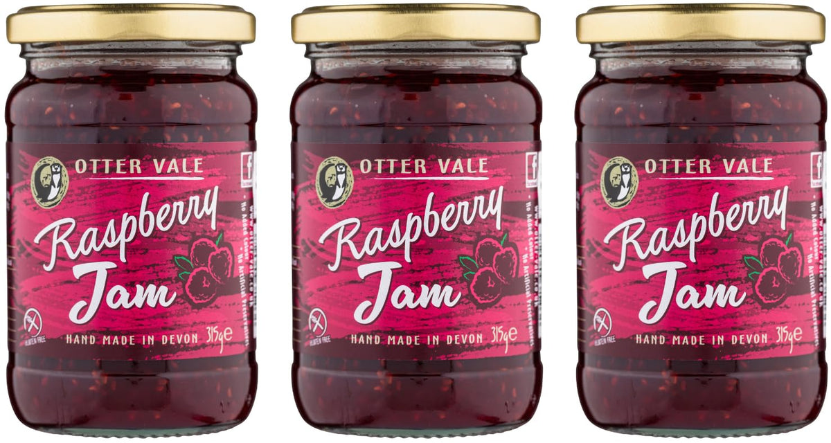 Otter Vale Raspberry Jam - 3 x 315g Glass Jars | Gluten-Free | Made with Finest Ingredients 1