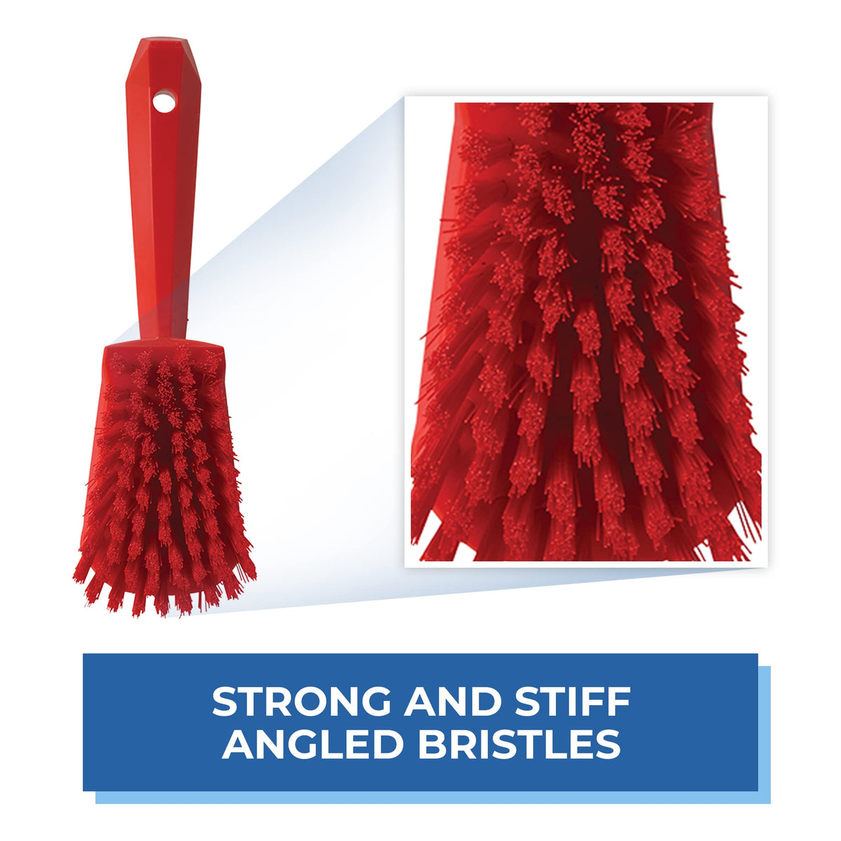 Vikan Hand Broom - Stiff Bristles for Stubborn Dirt | Polypropylene | Red 2