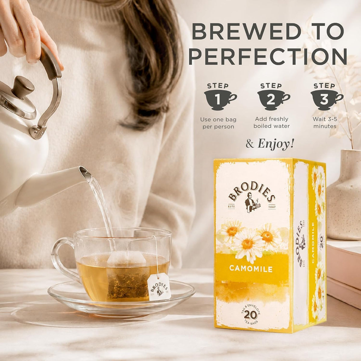 Brodies Camomile Herbal Tea - Promotes Relaxation | 120 Tea Bags | Caffeine Free 4