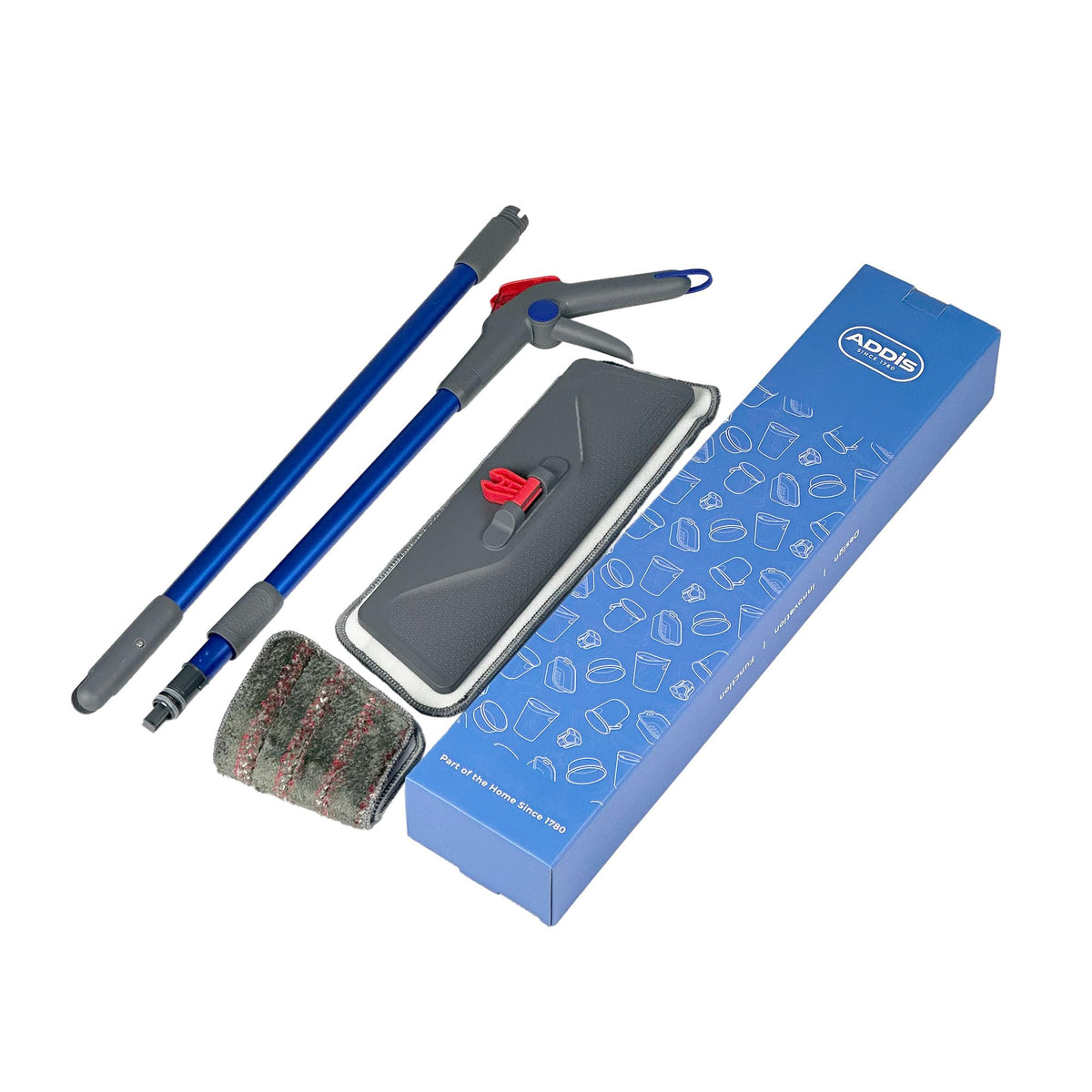 Addis Duo Microfibre Flat Spray Mop - Refillable Water Tank, 360 Swivel Head | Blue Grey 6