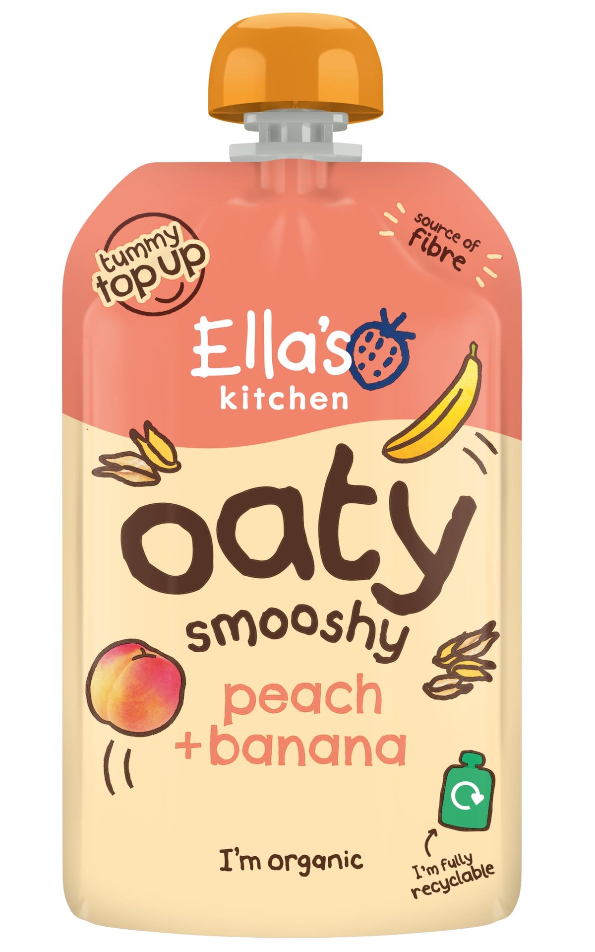 Ella's Kitchen Peach, Banana & Oaty Smooshy Fruit, Cereal & Yoghurt Mixes - 12+ Months | 90g Pouches | 4 Pack