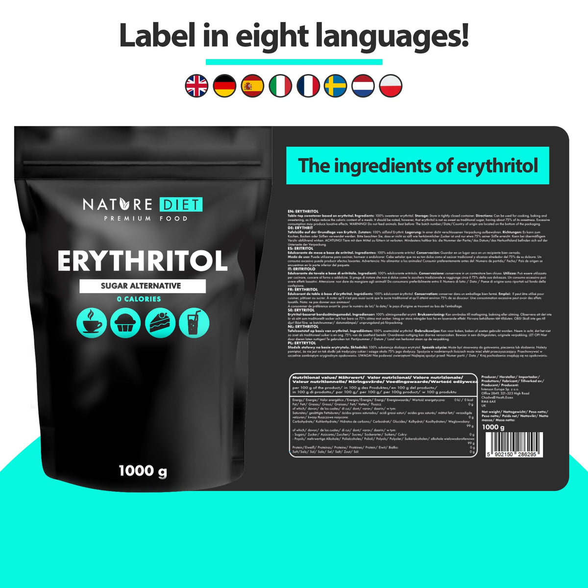 Nature Diet Erythritol - Natural Sweetener, Zero Calories | 1000g