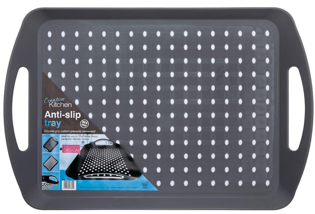 Pendeford Housewares Large Stackable Anti-Slip Tray - BPA-Free PP Plastic | Grey | 41 x 28.5cm 1