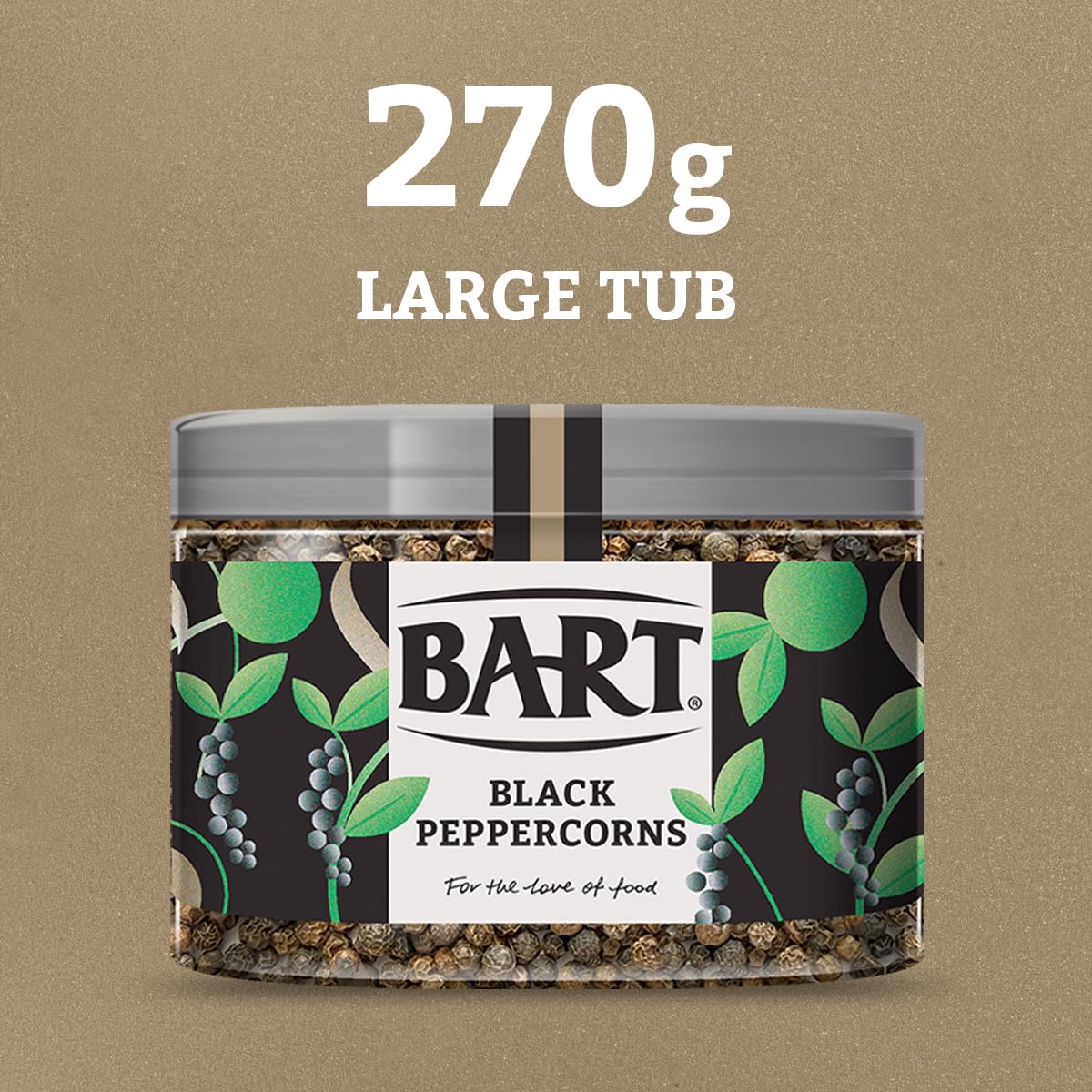 BART Black Peppercorns - Large Jar | 270g | Hot & Spicy 3