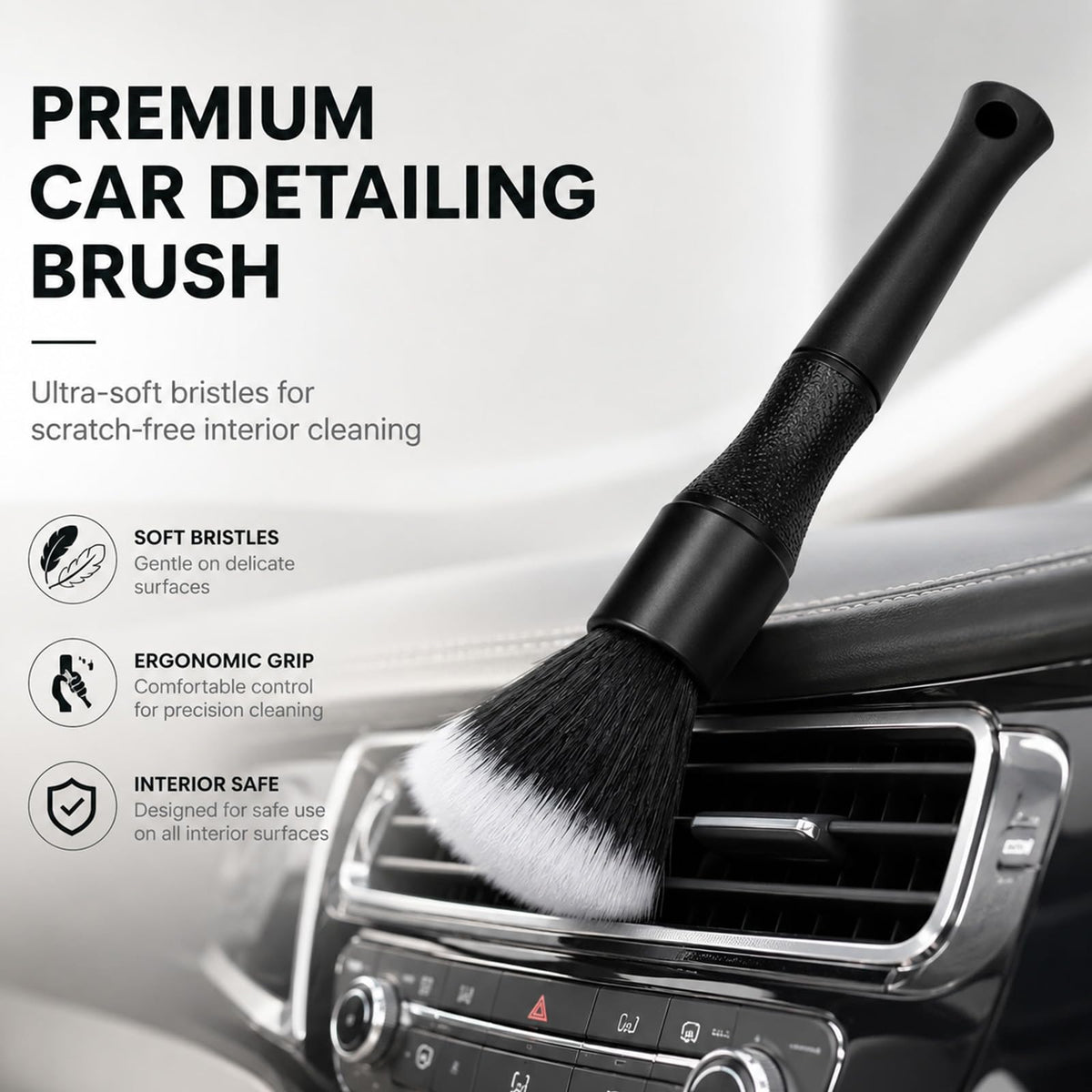 Muexoee Soft Bristle Car Detailing Brush - Scratch-Free Interior Cleaning Tool for Air Vents, Dashboards & Electronics 7