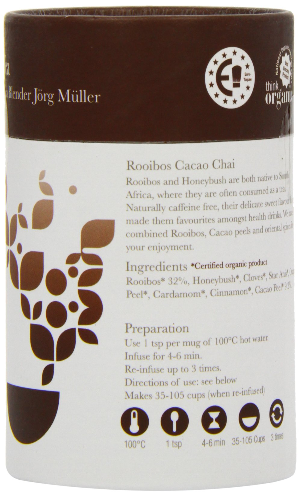 Solaris Tea Organic Loose Whole Leaf Rooibos Cacao Chai - Caffeine-Free, High Antioxidant, 50g 2