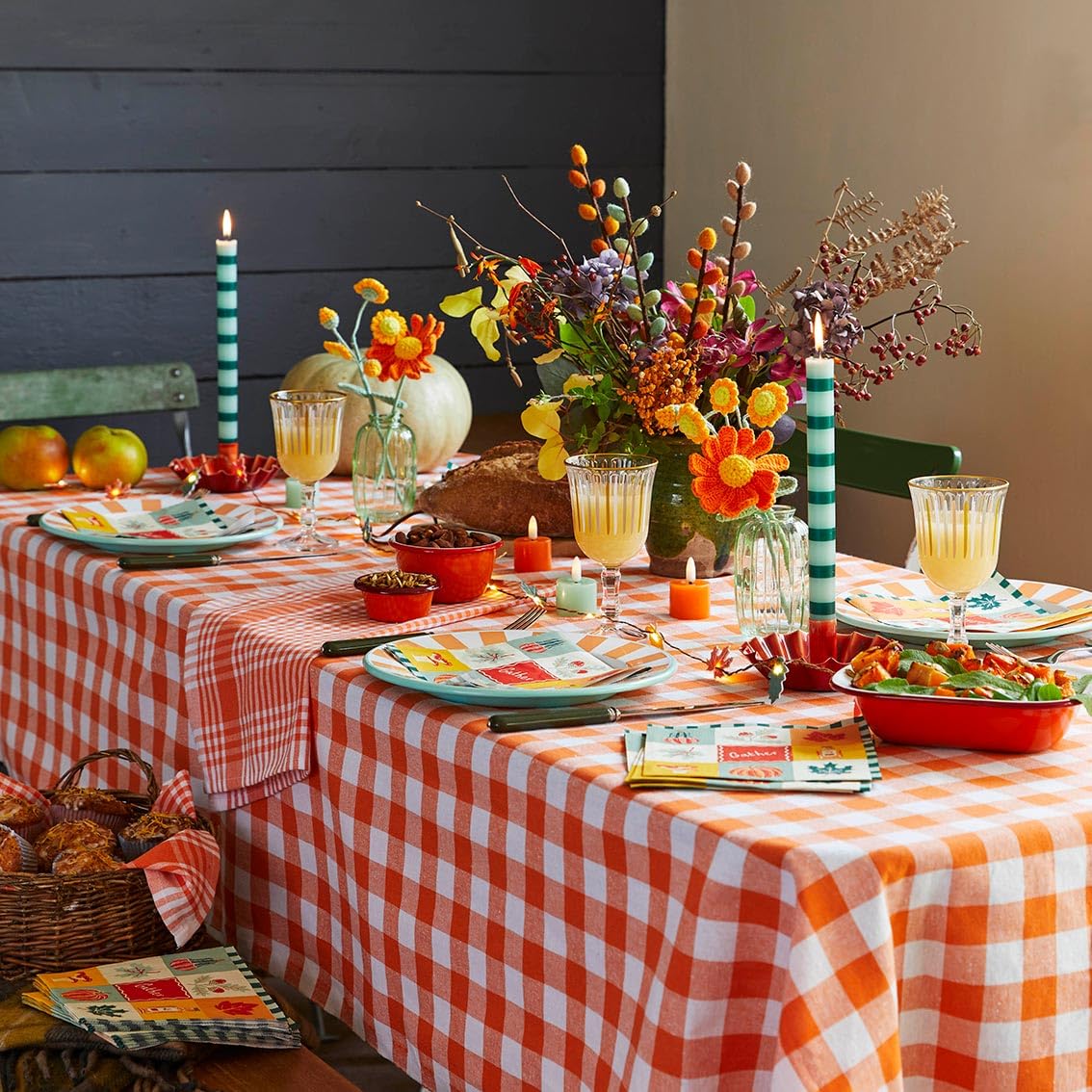 Talking Tables Orange Gingham Kitchen Tea Towels - Set of 2 | 100% Cotton | 45 x 70 cm 6