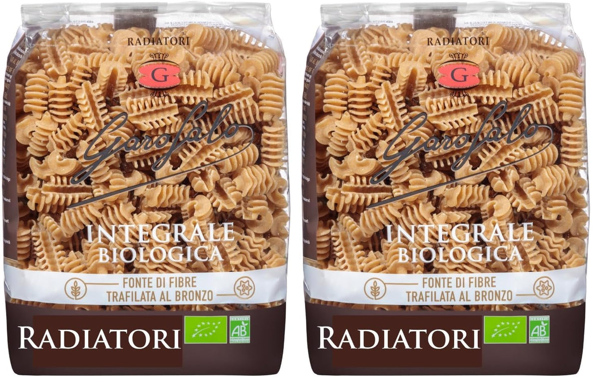 Garofalo Whole Wheat Radiatori Pasta - 1kg (2 x 500g Packs) | Organic Durum Wheat Semolina | Bronze Die Cut