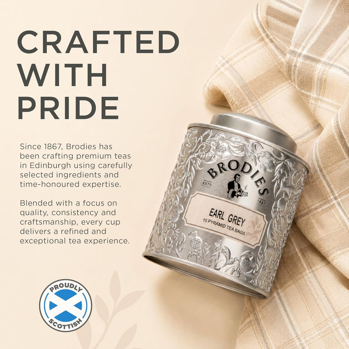 Brodies Earl Grey Pyramid Tea - 15 Count Caddy | Black Tea, Bergamot Oil, Cornflower Petals 5