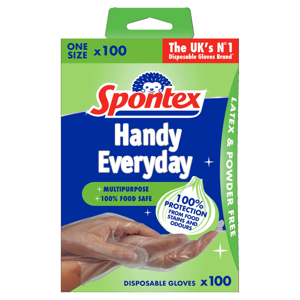 Spontex Handy Multipurpose Disposable Gloves - 100 Pack | Latex-Free | Powder-Free