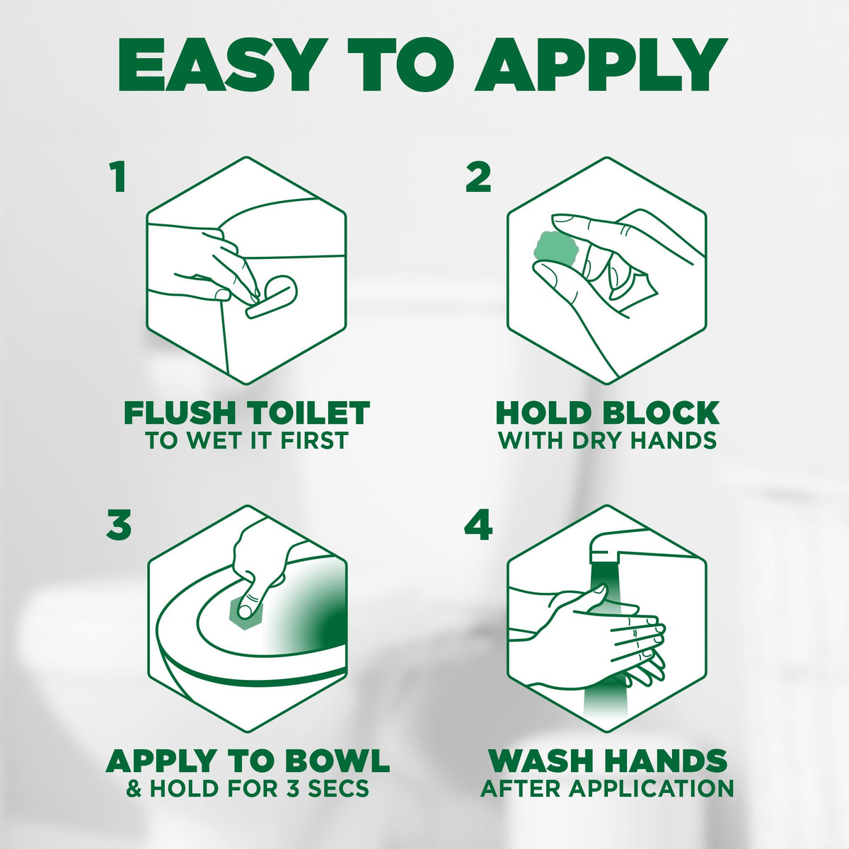 Harpic Hygienic Fresh Sticker Toilet Block - Long Lasting Fragrance, Pine Scent, Pack of 4