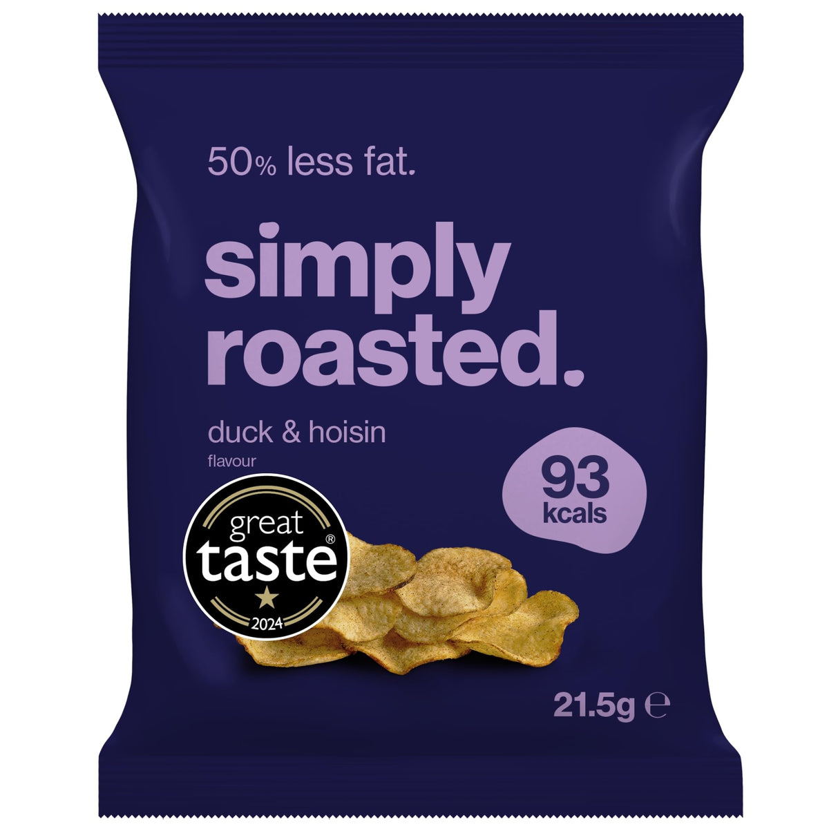 Simply Roasted Duck & Hoisin Crisps - 50% Less Fat | 24 x 21.5g Bags | Roasted, Not Fried