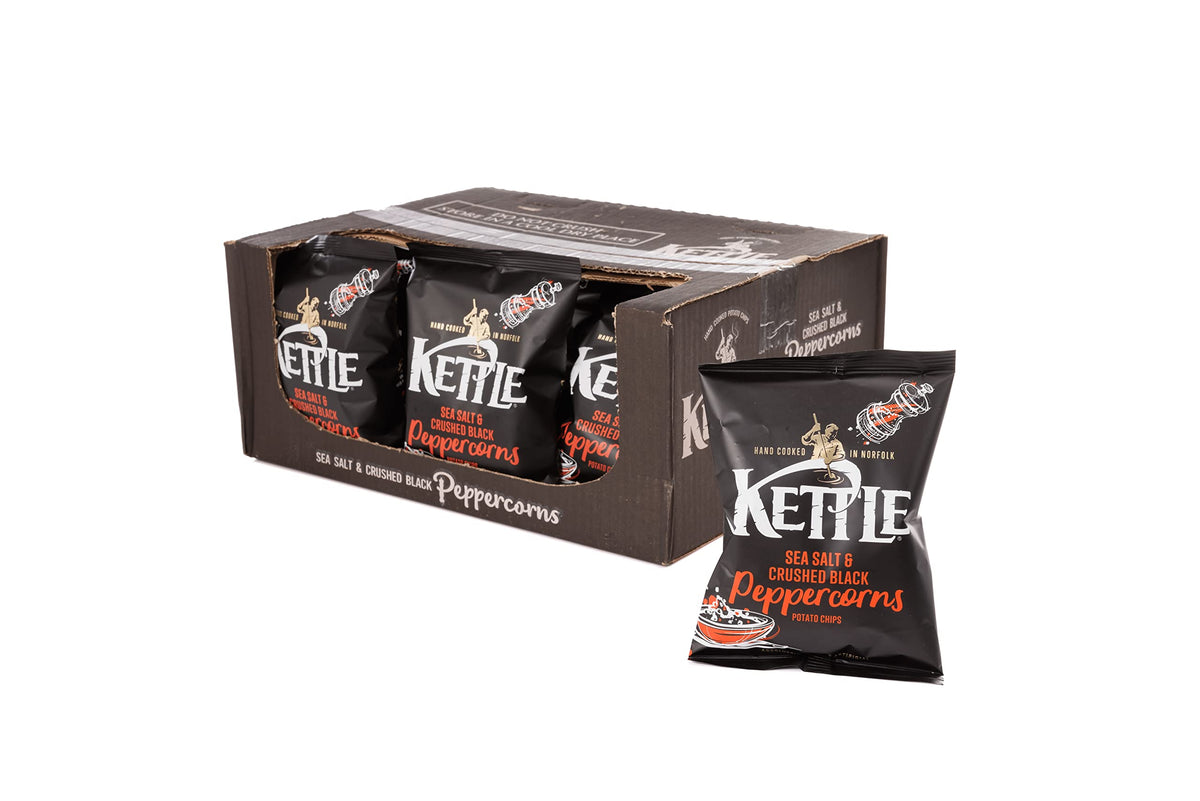 Kettle Sea Salt & Crushed Peppercorns Crisps - Hand Cooked | Gluten-Free | 18 x 40g Bags