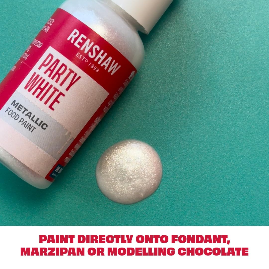 Renshaw Edible Metallic Food Paint, Party White, 20g 3