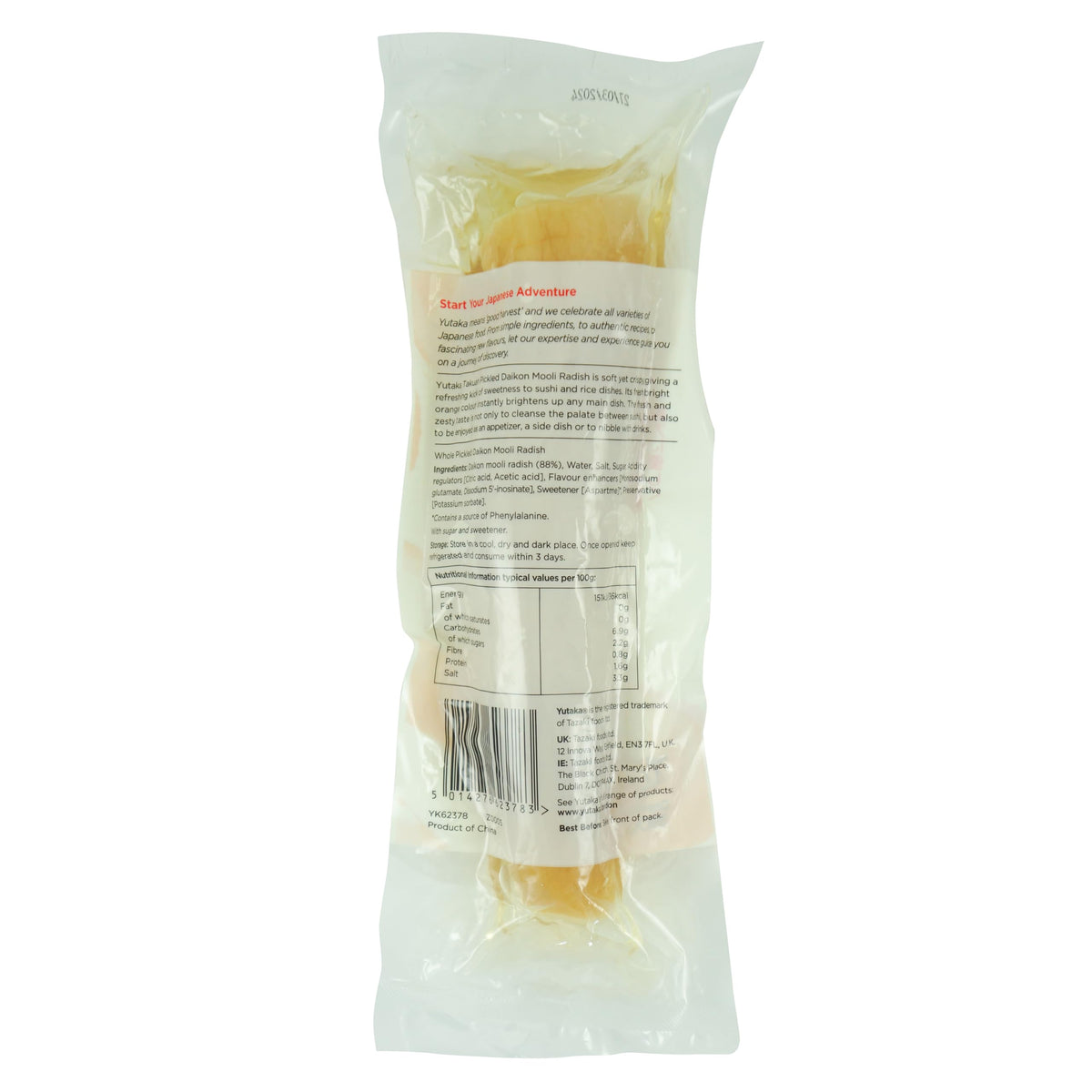 Yutaka Takuan Pickled Radish - Traditional Japanese Pickle | 400g Pack | Non-Coloured