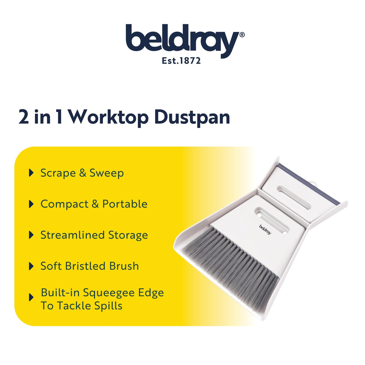 Beldray Deep Clean 2-in-1 Dustpan and Brush Set - Grey | Sweeps & Scrapes | Polypropylene