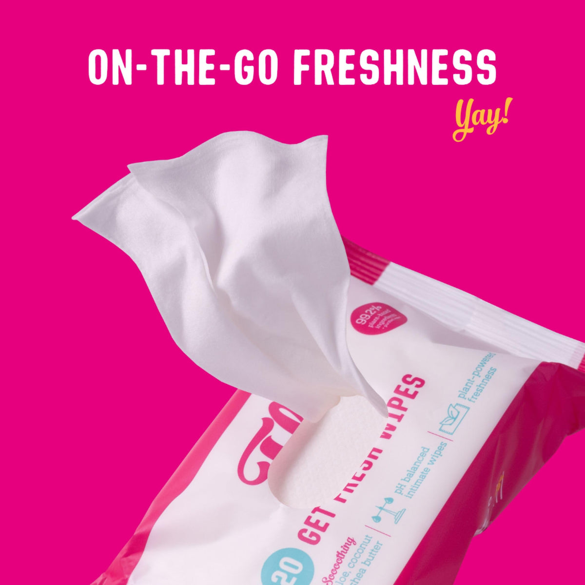 Flo Get Fresh Wipes - pH Balanced, Soothing & Soft | 40 Count (2 x 20 Count Packs)