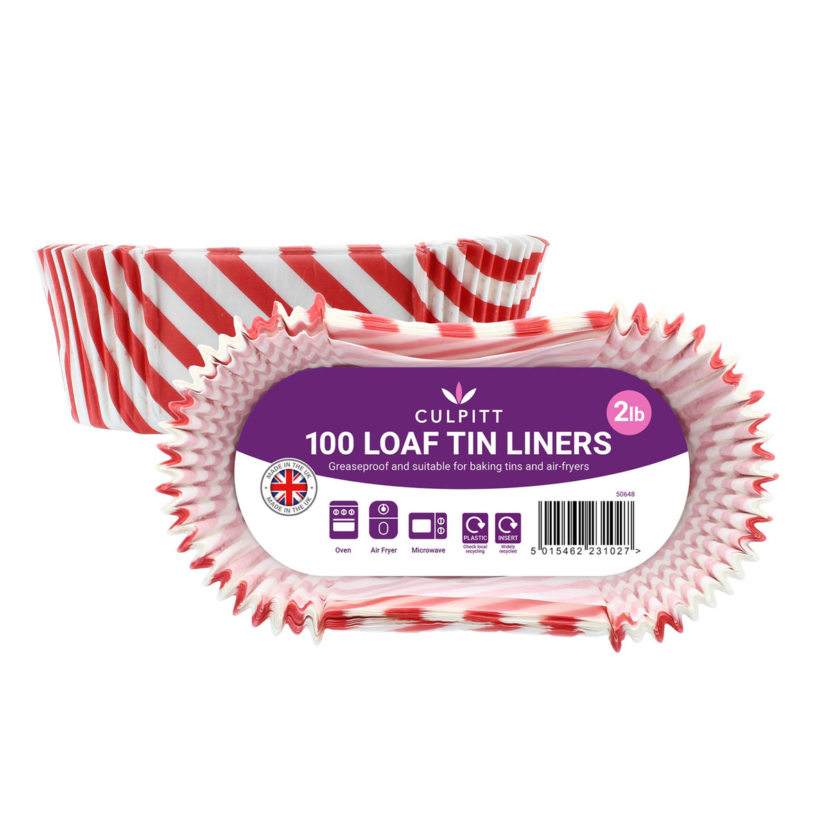 Culpitt Red Stripe 2lb Loaf Tin Liners - 100 Pack 1