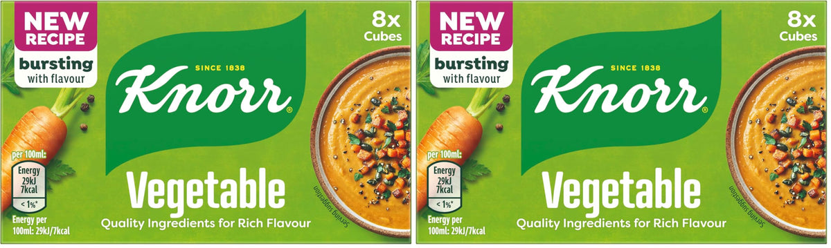Knorr Vegetable Stock Cubes - Richer Flavour, Gluten-Free | 8 x 10g Cubes