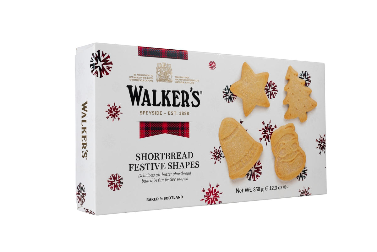 Walkers Shortbread Assorted Festive Shapes Cookies - 350g | All-Butter | Made in Scotland