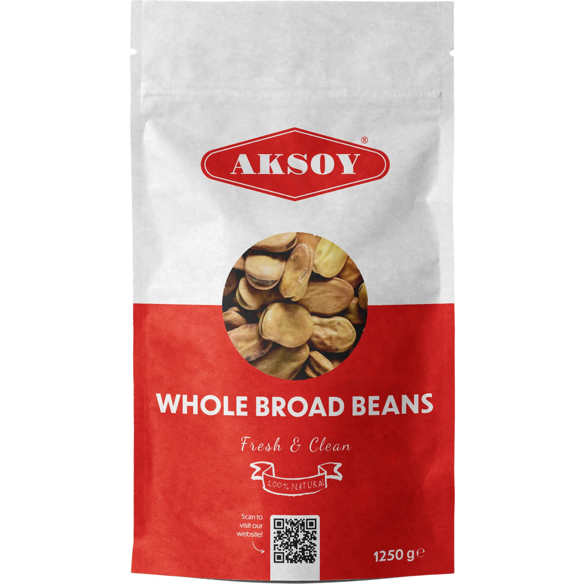 AKSOY Whole Broad Beans - 1.25 kg Pack | High Fibre | Resealable Pouch