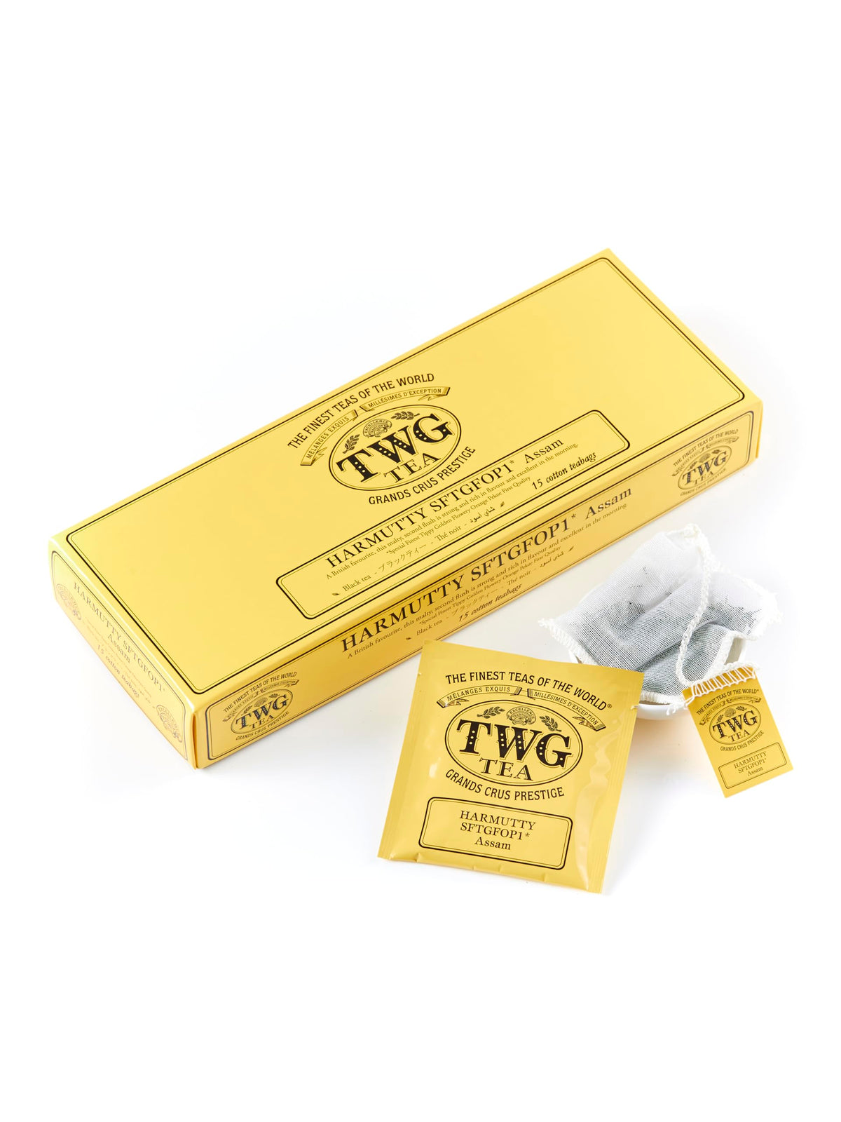TWG Tea Harmutty SFTGFOP1 Black Tea - Single Estate Assam | 15 Hand Sewn Cotton Teabags | 40g