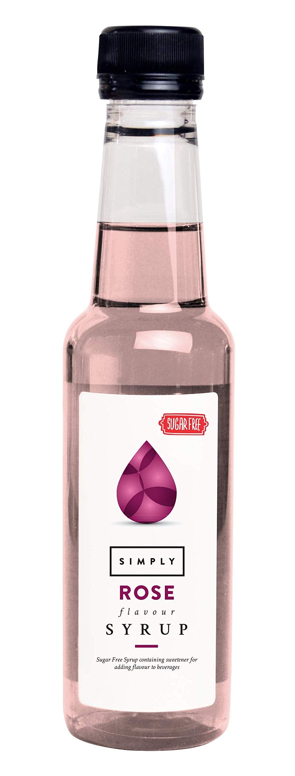 Simply Sugar Free Rose Syrup - 250ml | Instant | Sweetener: Sucralose 1