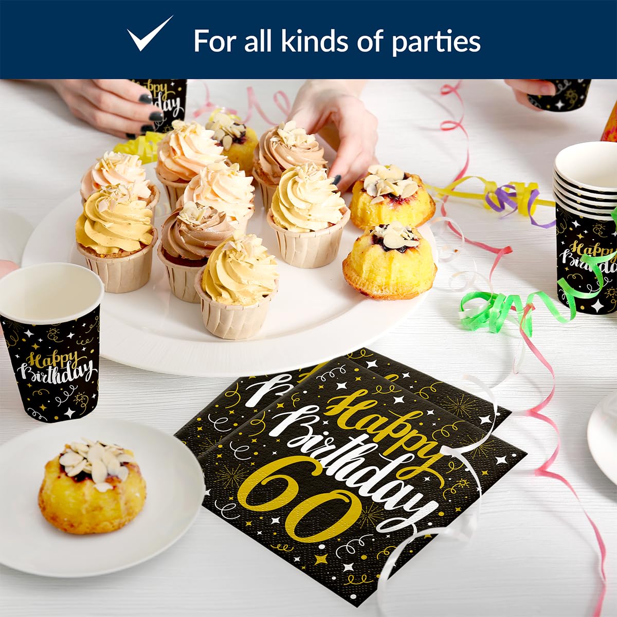 PAW Decor Collection Paper Napkins - Gold Birthday 60 Design | 33 x 33 cm | 20 Pack 4