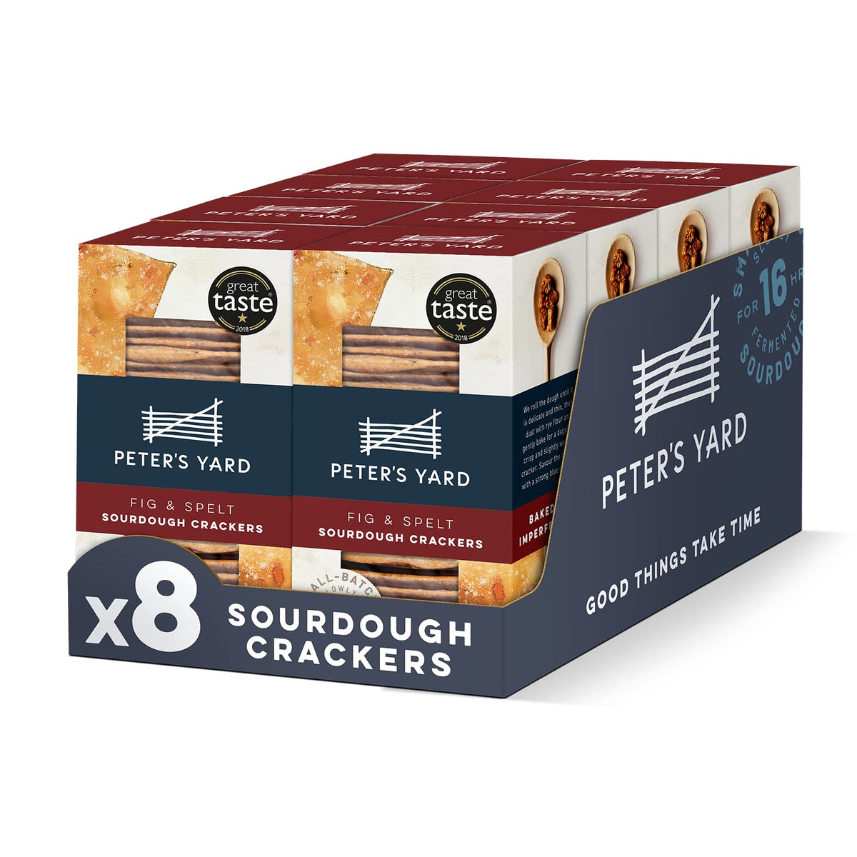 Peter's Yard Fig and Spelt Sourdough Crackers - 8 x 100g Multipack