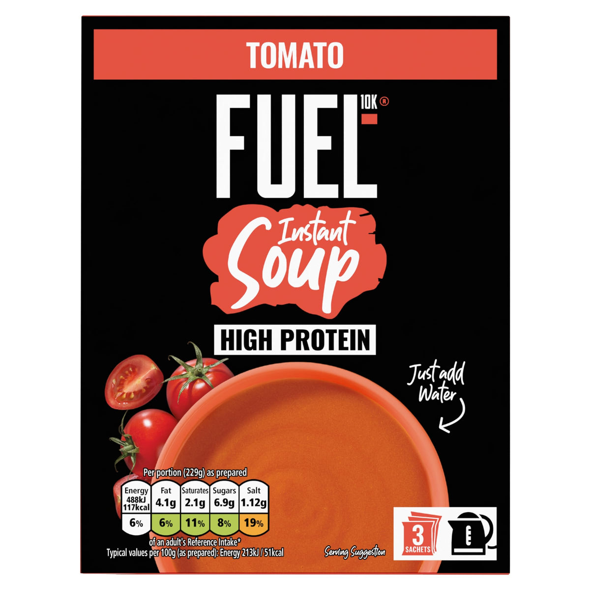 FUEL10K High Protein Tomato Instant Cup Soup - 27 Sachets 6