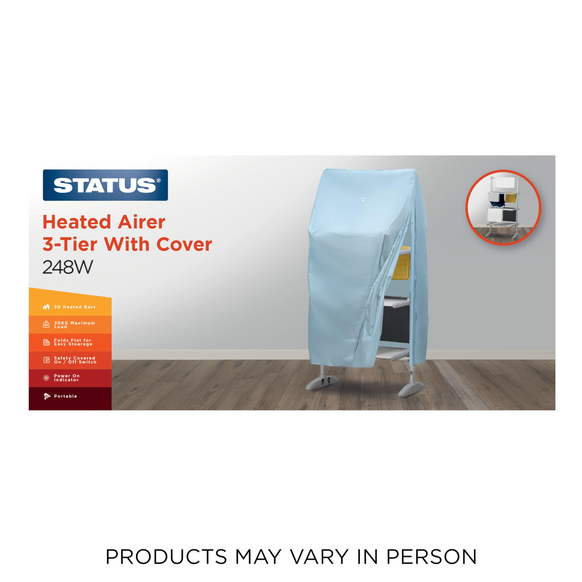 Status 3 Tier Heated Clothes Airer Cover - Boosts Drying Speed | Breathable | Folds Flat 8