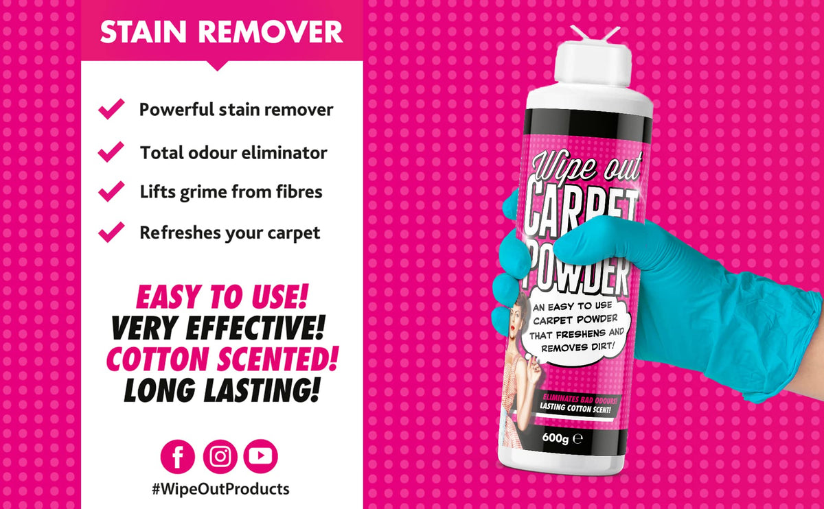 Wipeout Magic Carpet Powder Refresher - Removes Stains & Odours | Fresh Cotton Scent | 600g 4