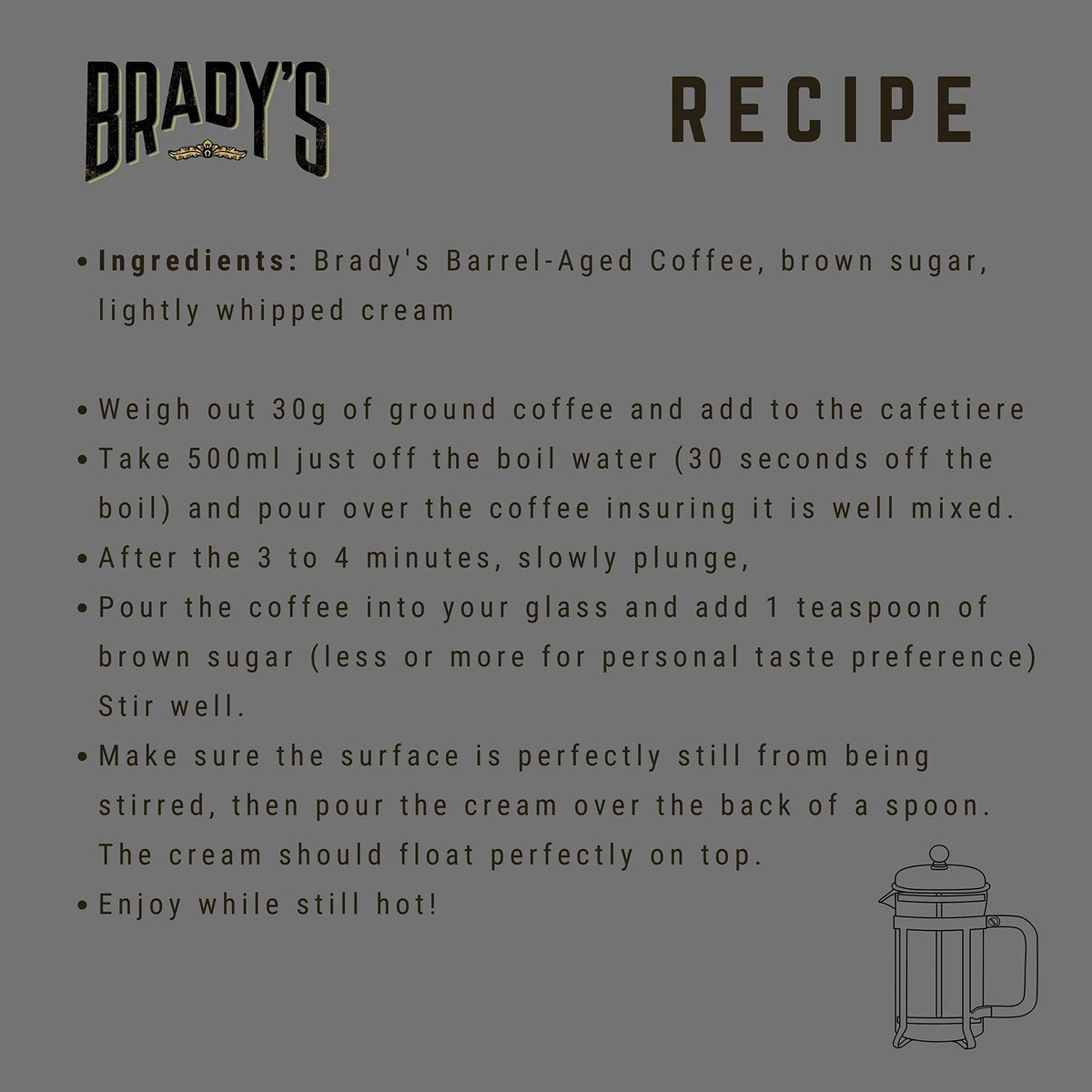 Brady's Irish Barrel Aged Ground Coffee - 100% Arabica, Medium Roast, 227g 8