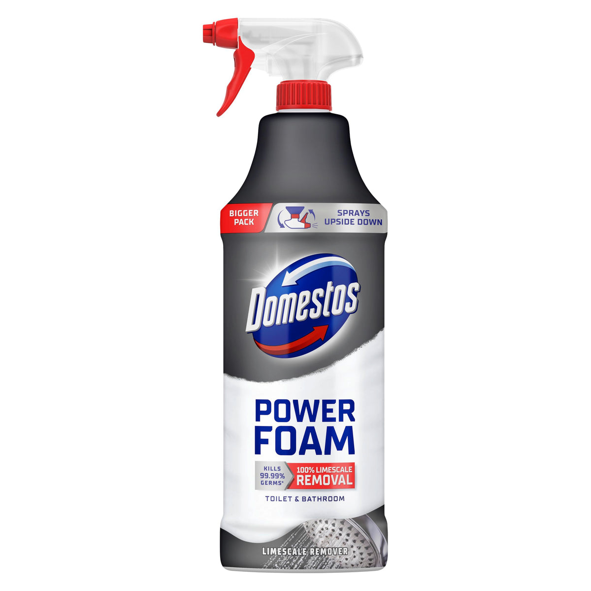 Domestos Power Foam Limescale Remover Toilet & Bathroom Cleaner Spray - 650 ml | Removes Limescale | Hospital Grade