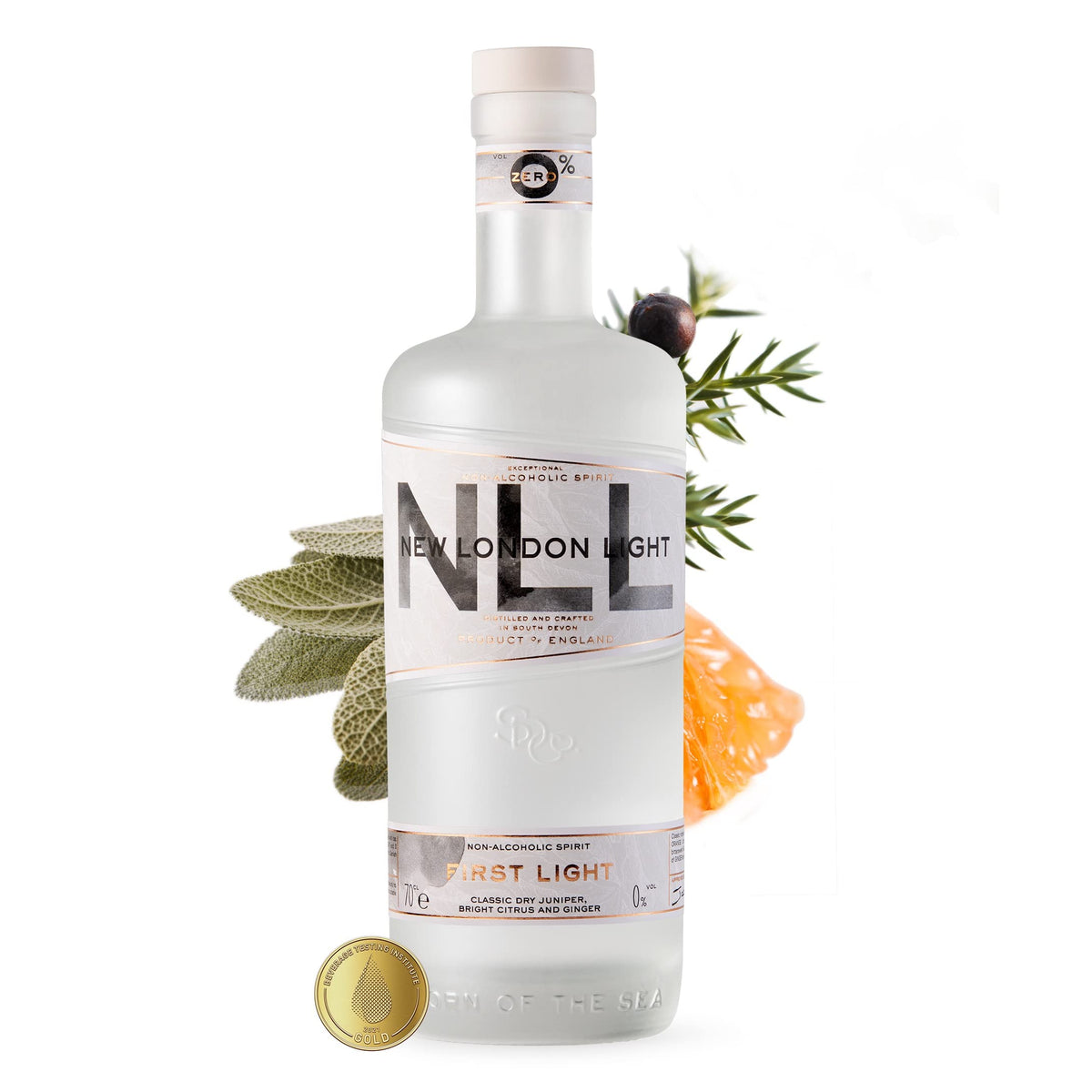 New London Light First Light Alcohol-Free Spirit - 70cl | Juniper, Orange, Sage