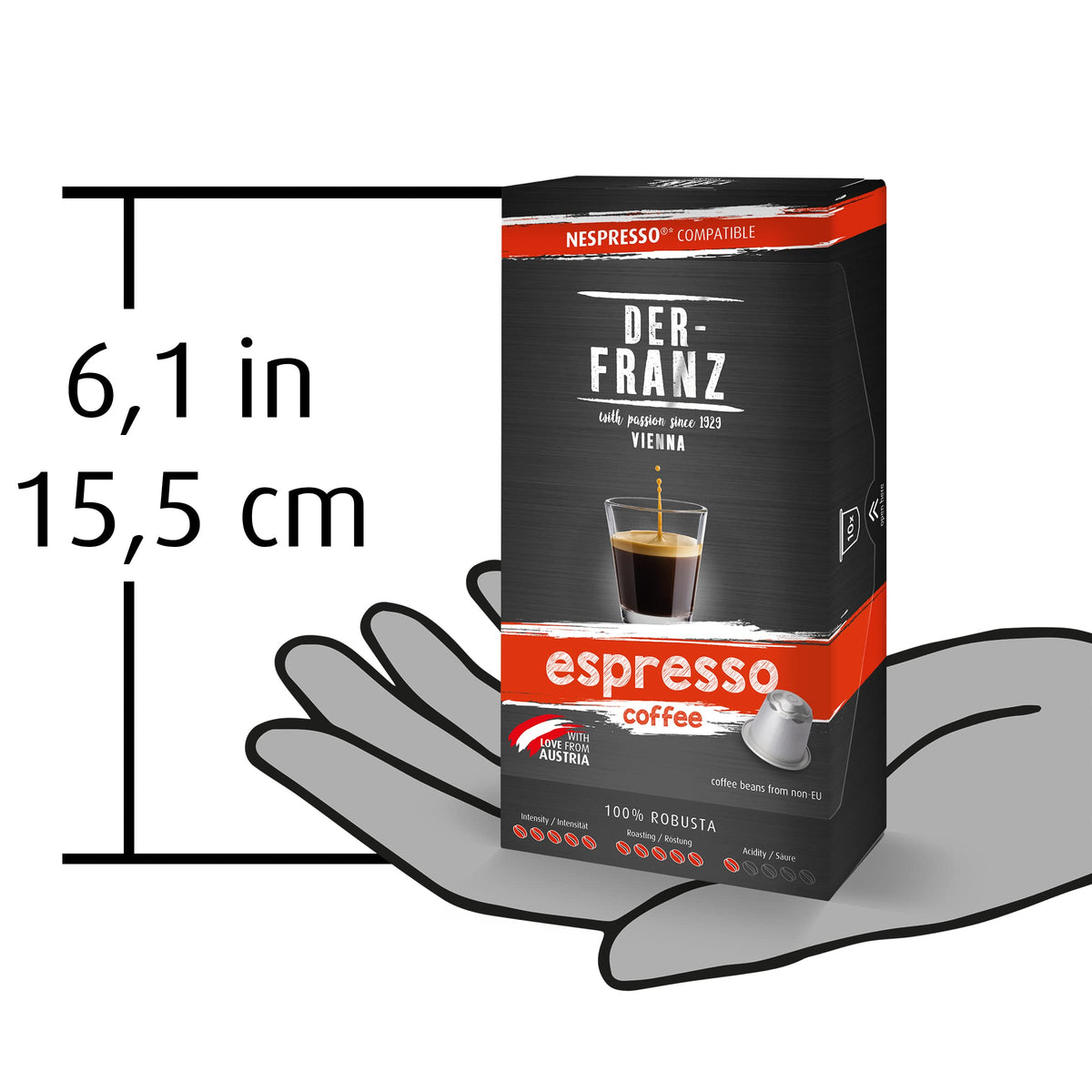 Der-Franz Espresso Coffee Capsules - Nespresso Compatible | 6 x 10 Count | 60 Capsules Total 6
