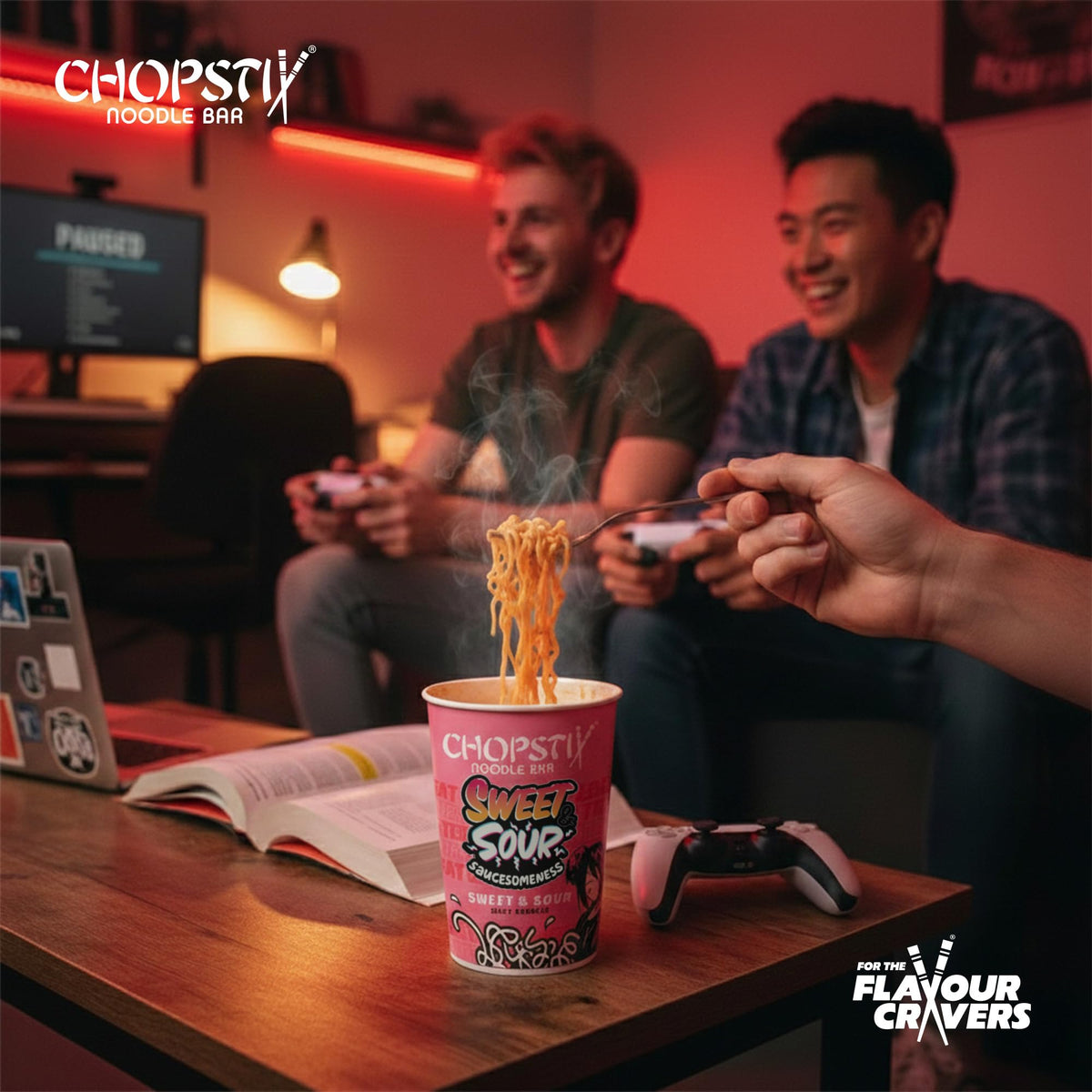 Chopstix Sweet & Sour Saucy Noodles - 8 x 72g Multipack | Extra-Long Wheat Noodles | Ready in 6 Minutes 4