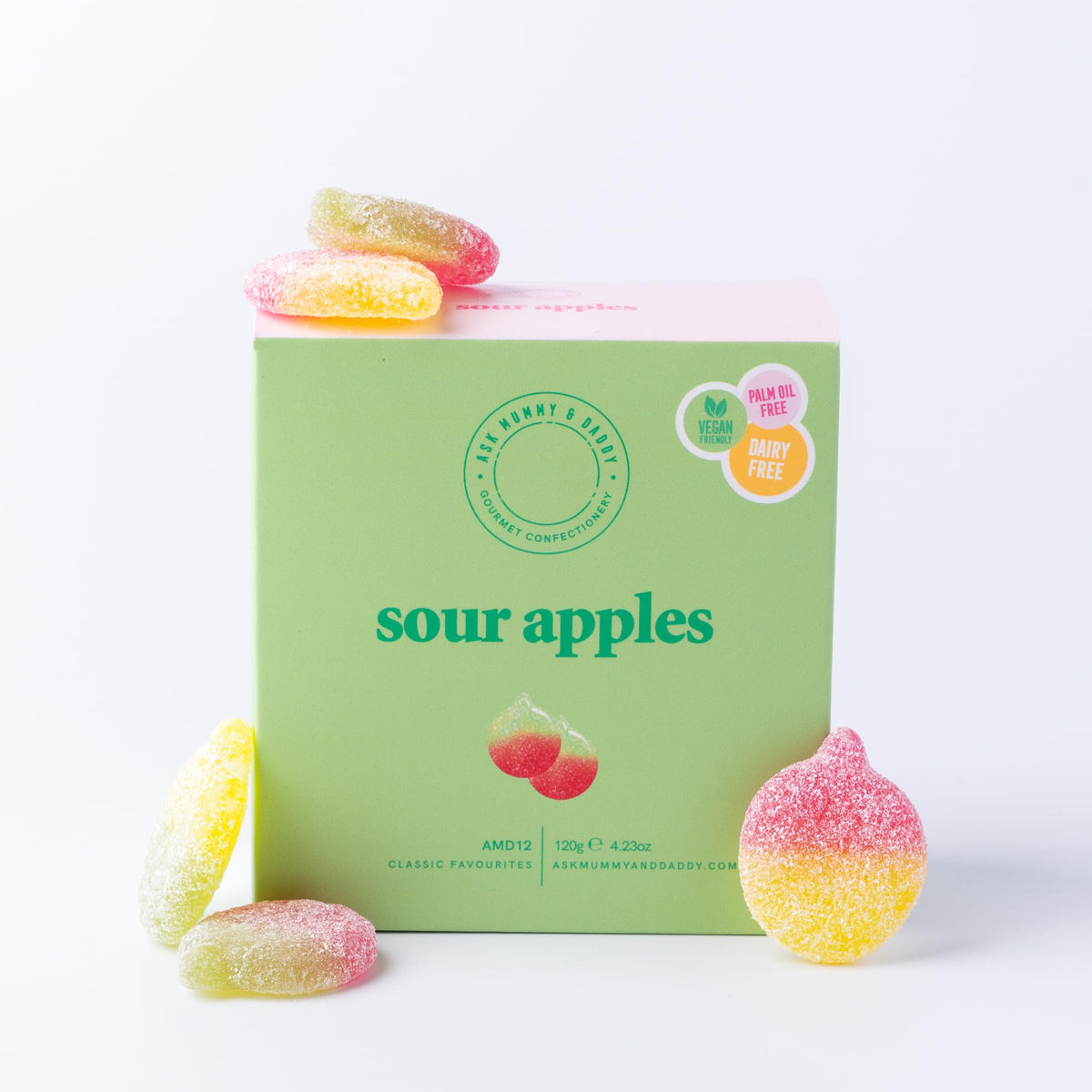Ask Mummy & Daddy Sour Apples Gift Box - 120g | Sour Sweets | Green