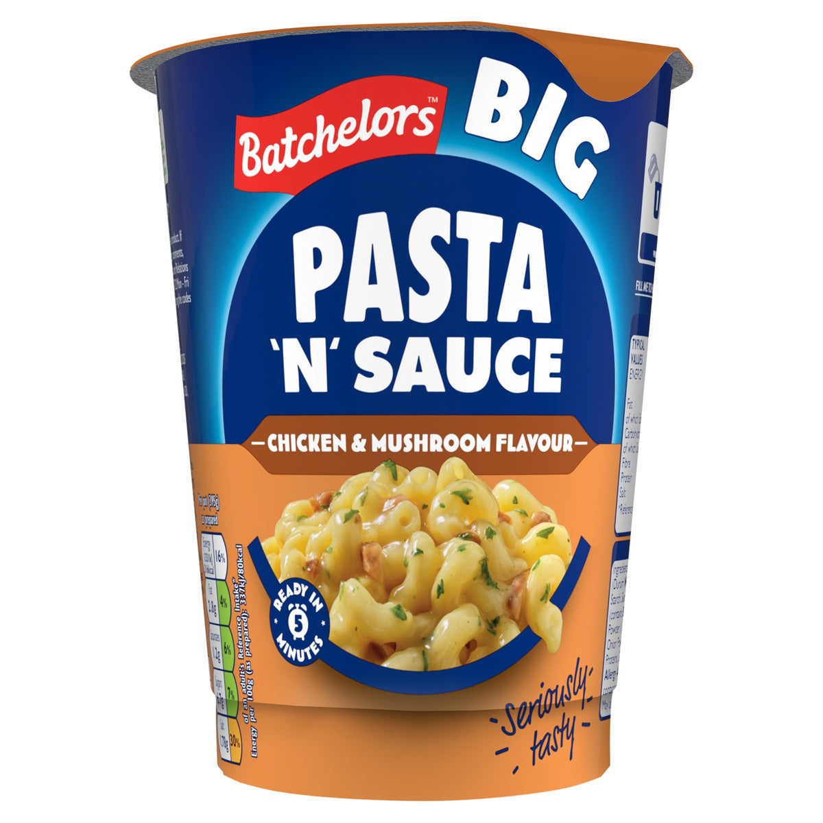 Batchelors Big Pasta 'n' Sauce Chicken & Mushrooms - 5 Minute Meal | 6 Pots | 85g Pots