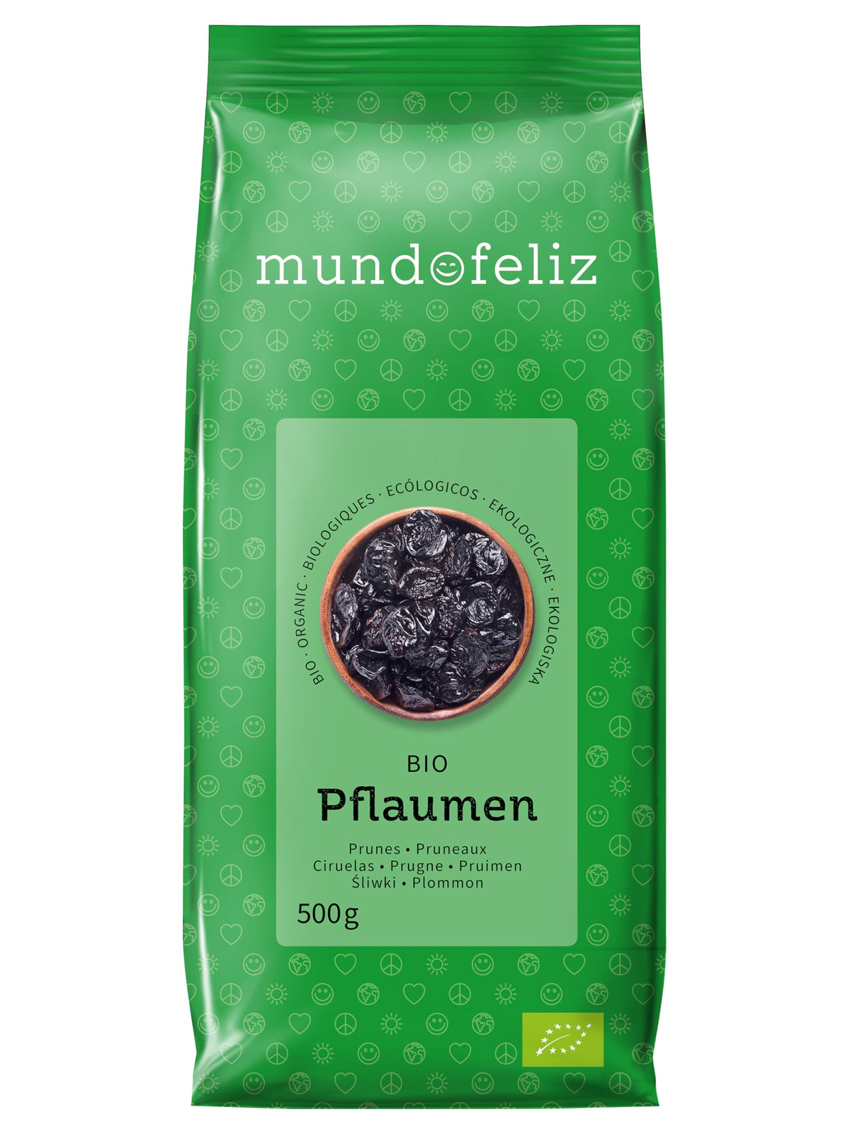 Mundo Feliz Organic Dried Pitted Prunes - 1kg Pack | 2 x 500g Bags