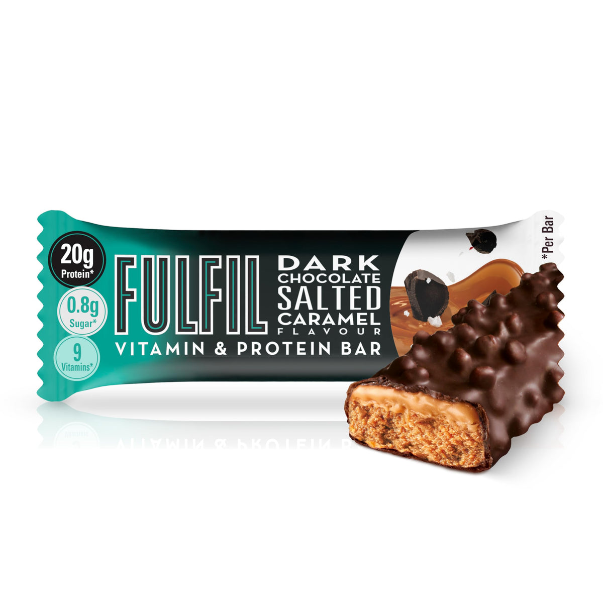Fulfil Dark Chocolate Salted Caramel Protein Bar - 20g Protein | 55g Bar | 9 Vitamins