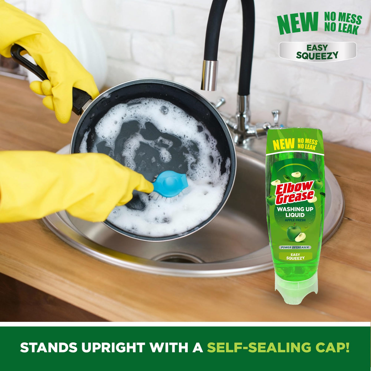 Elbow Grease Stand Up Washing Up Liquid - Apple Scent, 450ml Bottle 3