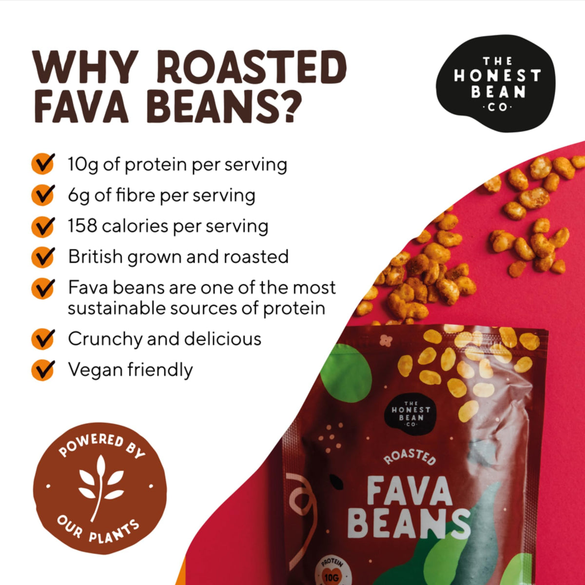 The Honest Bean Co Roasted Fava Bean BBQ Snack - 120g Pack of 6 7