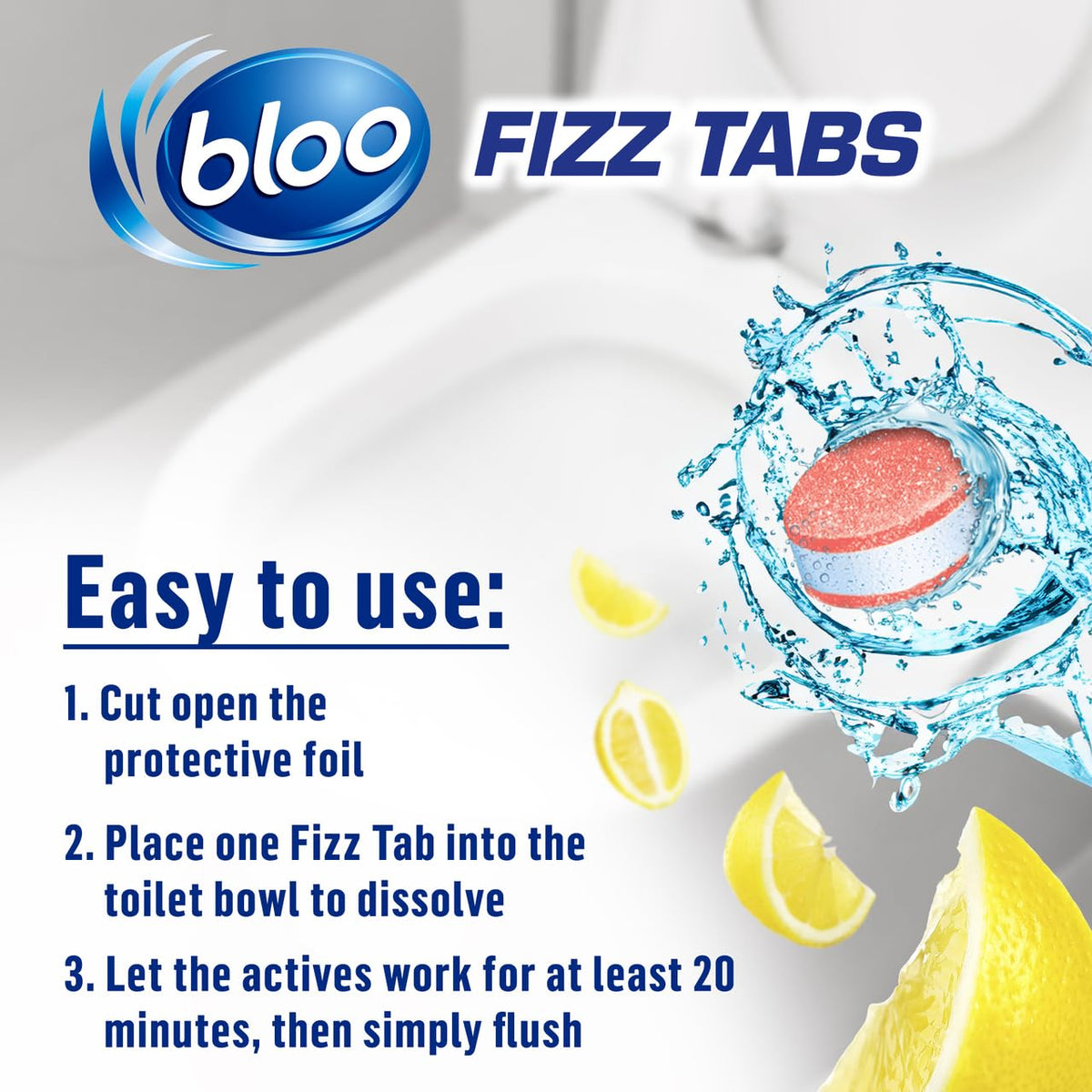 Bloo Power Fizz Tabs Toilet Cleaner - Anti-Limescale, Lemon Scent, 16 Tabs 4