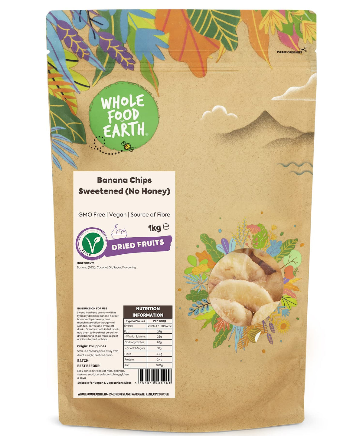 Wholefood Earth Banana Chips Sweetened - 1 kg 1