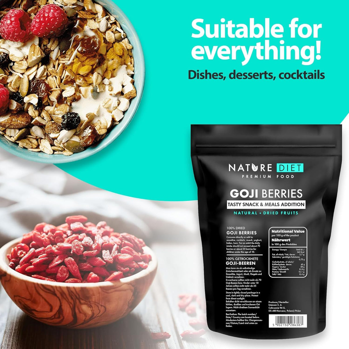 Nature Diet Goji Berries - 500g | Rich in Fibre, Antioxidants & Protein 6