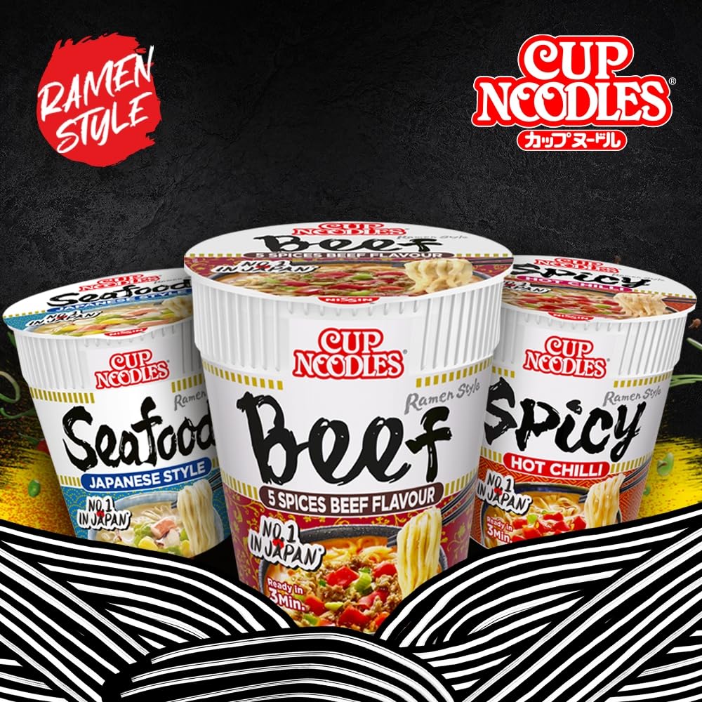 NISSIN Spicy Hot Chilli Flavoured Instant Noodles - 8 x 64g Pots 6