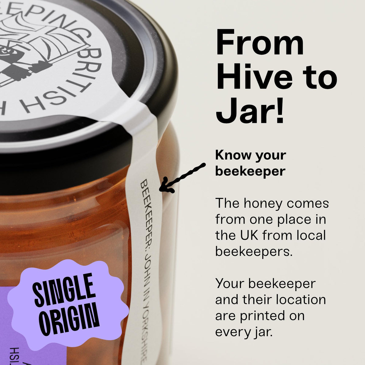 Black Bee Honey Pure British Autumn Raw Honey - 227g Glass Jar | Thick & Aromatic | Single Origin