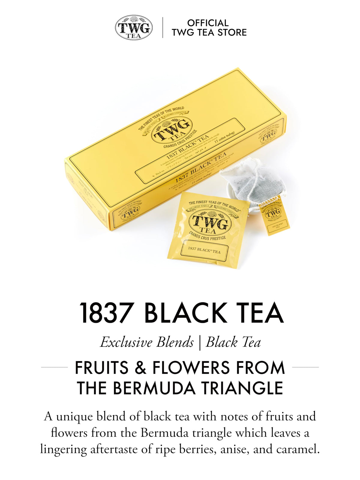 TWG Tea 1837 Black Tea - Fruits & Flowers Blend | 15 Hand-Sewn Cotton Teabags | 40g 4